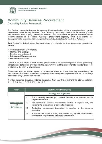 Community Services Procurement Capability Review Framework