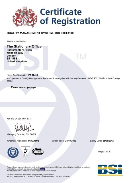 ISO 9001:2008 Quality Mangement System Certificate (PDF - 491KB)