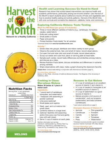 Nutrition Facts - Harvest of the Month