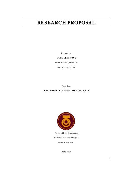 RESEARCH PROPOSAL - Faculty of Built Environment - Universiti ...