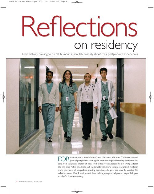 Reflections on residency - University of Toronto Medical Alumni ...