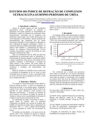 estudos do Ã­ndice de refraÃ§Ã£o de complexos tetraciclÃ­na-eurÃ³pio ...