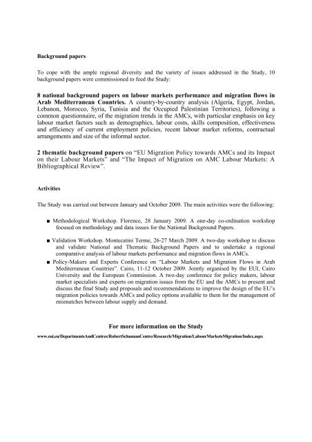 Labour market performance and migration flows - European ...