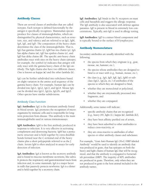 KPL Antibodies and Conjugates Catalog