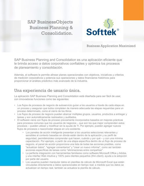 SAP BusinessObjects Business Planning & Consolidation. - Softtek