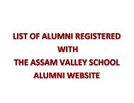 list of alumni registered with the assam valley school alumni website