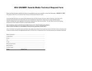 49th GRAMMY Awards Media Technical Request Form