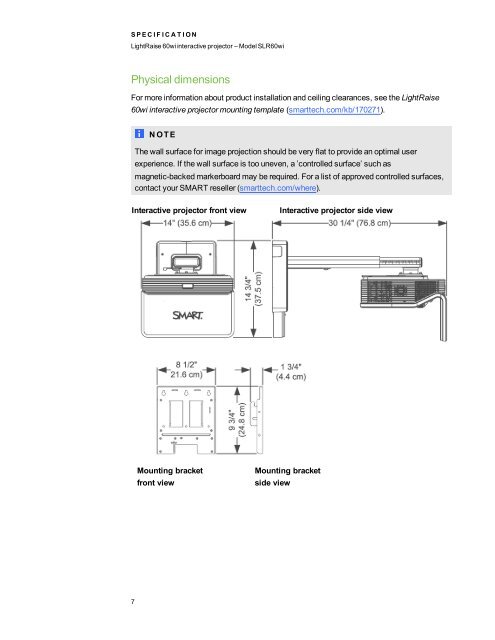 Specifications LightRaise 60wi interactive projector - Interactivo