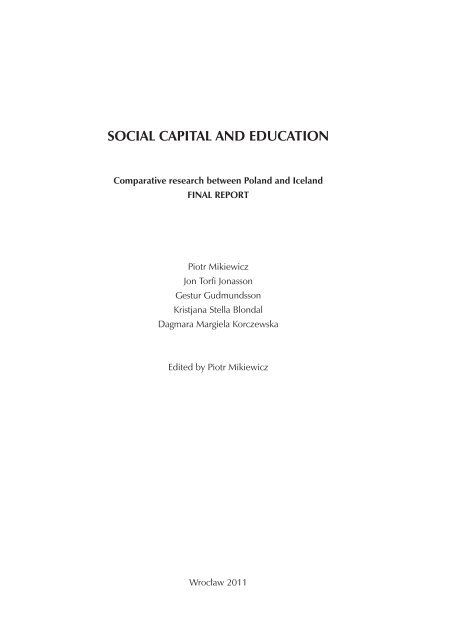 SOCIAL CAPITAL AND EDUCATION - DolnoÅlÄska SzkoÅa WyÅ¼sza