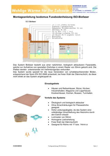 Montageanleitung Isodomus Fussbodenheizung ISO-Biofaser