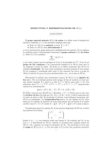 El grupo especial unitario SU(n) - ICMAT