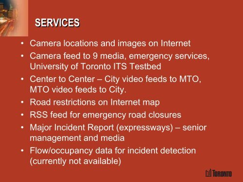 Toronto's Traffic Operations Centre - (ITS) Canada