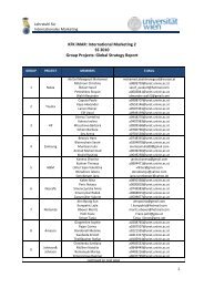 KFK iMAR: International Marketing 2 SS 2010 Group Projects ...