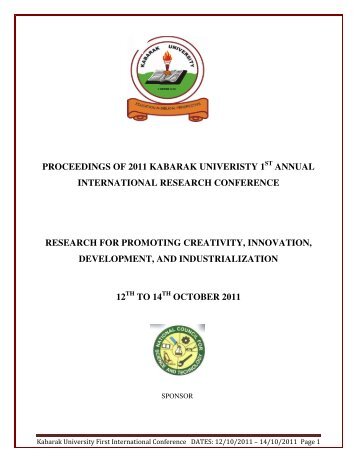 proceedings of 2011 kabarak univeristy 1 annual international ...