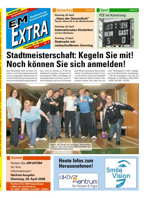 EM Stadtmeisterschaft: Kegeln Sie mit! Noch können ... - rt-extra1.de