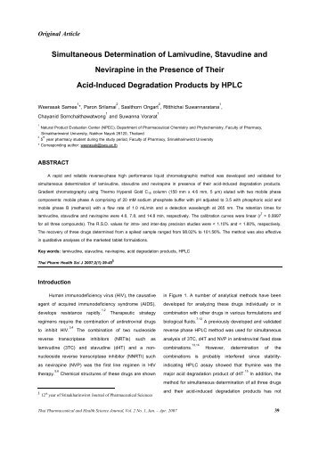 Simultaneous Determination of Lamivudine, Stavudine and ...