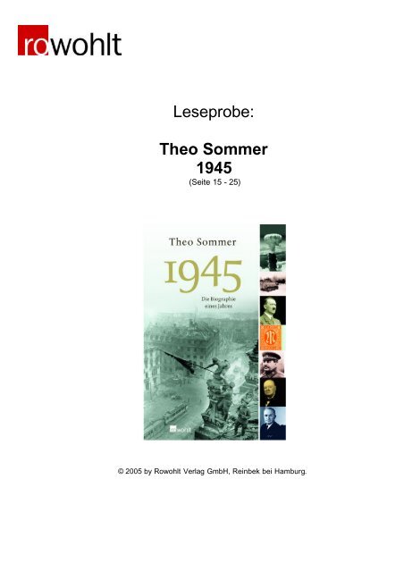 Leseprobe: Theo Sommer 1945 - Rowohlt