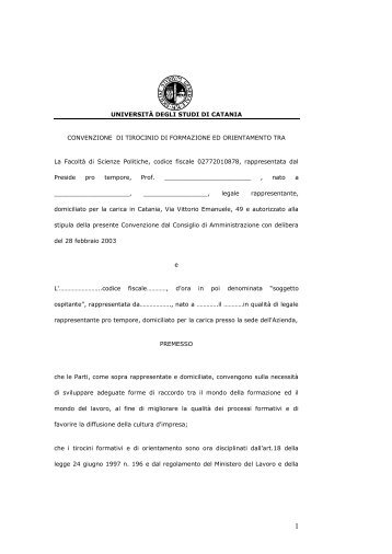 Clicca qui per la scheda di convenzione tirocinio - FacoltÃ  di ...