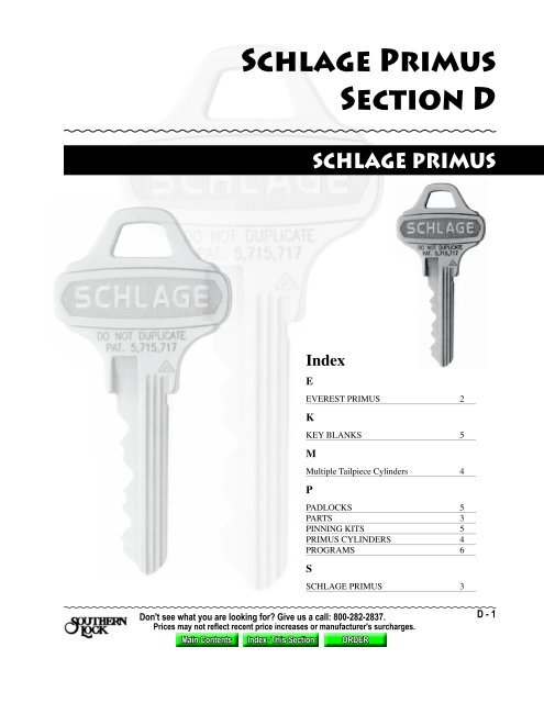 Schlage Primus Section D - Southern Lock & Supply Co.