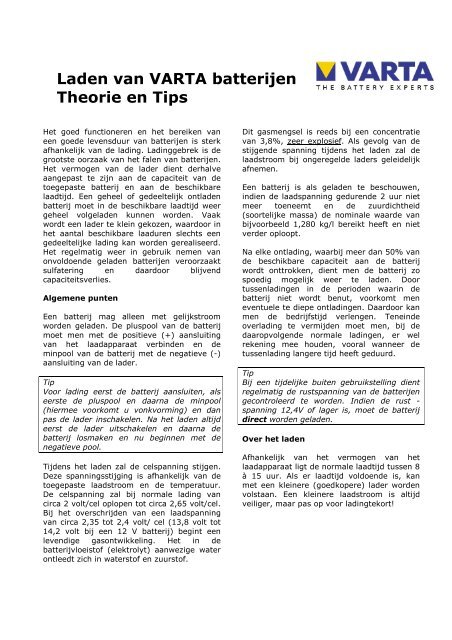 Laden van VARTA batterijen Theorie en Tips - VARTA Automotive ...