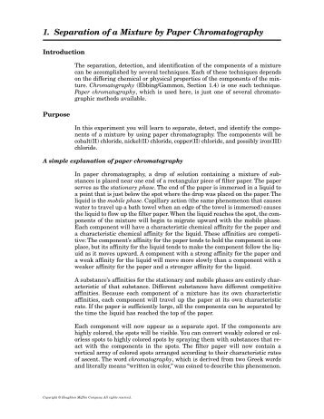 1. Separation of a Mixture by Paper Chromatography - Survival ...