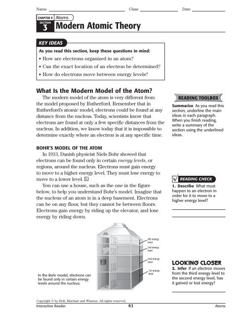 Section 4.3 Modern Atomic Theory Worksheet Answer Key - Worksheet Maker