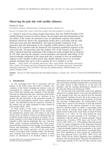 Observing the pole tide with satellite altimetry - CNES/CLS Analysis ...