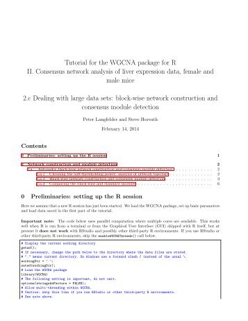 Tutorial for the WGCNA package for R II. Consensus network ...