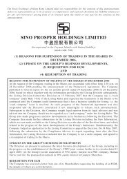 SINO PROSPER HOLDINGS LIMITED 中盈控股有限公司 - QuamIR