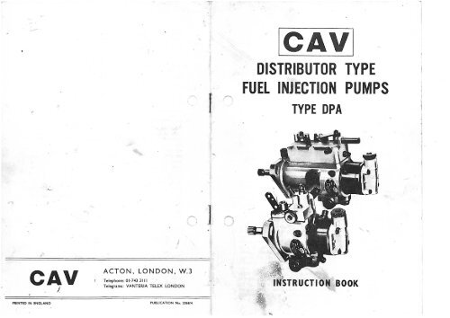 Lucas CAV DPA injection pump instruction book - o - BlueMoment