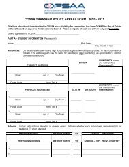 COSSA TRANSFER POLICY APPEAL FORM 2010 - 2011