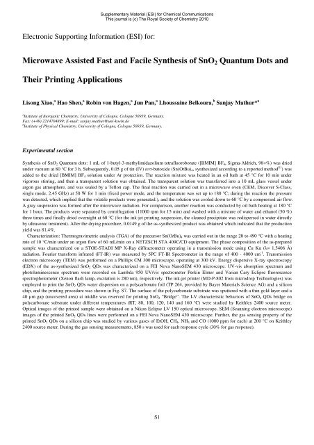 Microwave Assisted Fast and Facile Synthesis of SnO2 Quantum ...