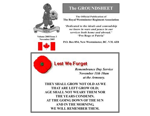 The GROUNDSHEET - The Royal Westminster Regiment