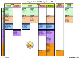 Trainingsplan Winter 2012/2013 - Jugendliche und Erwachsene