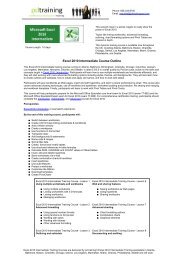 Excel 2010 Intermediate Course Outline