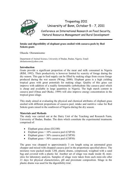 Intake and Digestibility of Elephant Grass Ensiled with ... - Tropentag