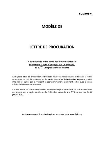 annexe 2 modÃƒÂ¨le de lettre de procuration - FIVB