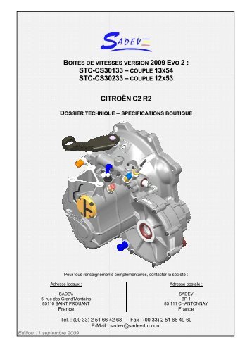 C23 Catalogue PiÃ¨ces Boite de Vitesse (SADEV) - Boutique CitroÃ«n ...