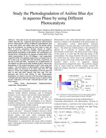 Study the Photodegradation of Aniline Blue dye in aqueous Phase ...