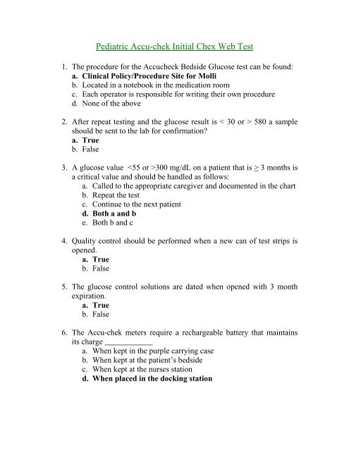 Pediatric Lab Values Chart