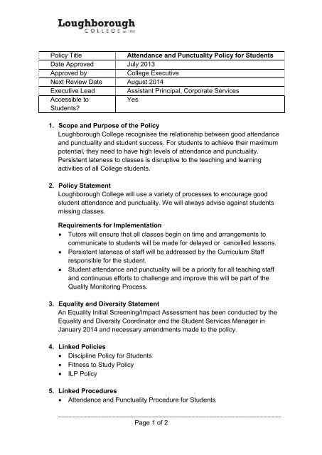 Attendance and Punctuality Policy for Students.pdf - Loughborough ...