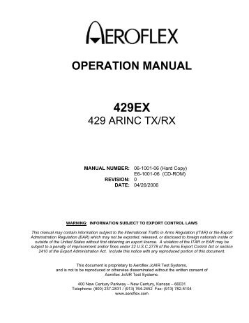 429EX Operations Manual - Aeroflex