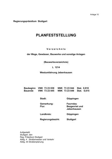 planfeststellung - Die Regierungspräsidien in Baden-Württemberg