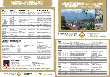 Veranstaltungskalender 2014 - Stadtgemeinde Bleiburg
