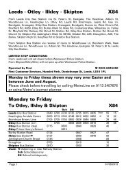 Leeds - Otley - Ilkley - Skipton X84 Monday to Friday - Metro