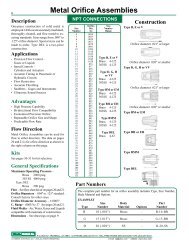 Metal Orifice Air Flow â SCFH - O'Keefe Controls Inc