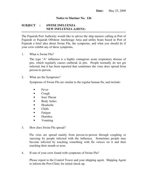 Date : May 25, 2009 Notice to Mariner No. 126 ... - Port Of Fujairah