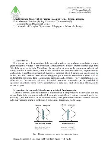 Localizzazione sorgenti di rumore in campo vicino: teoria e ... - CIRIAF