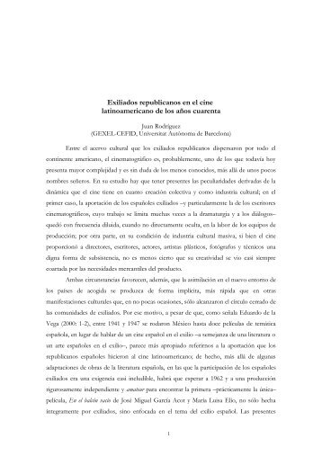 Exiliados republicanos en el cine latinoamericano de los ... - GEXEL