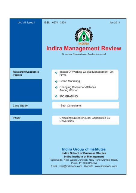 IMR JAN 2013 - Indira Institutes